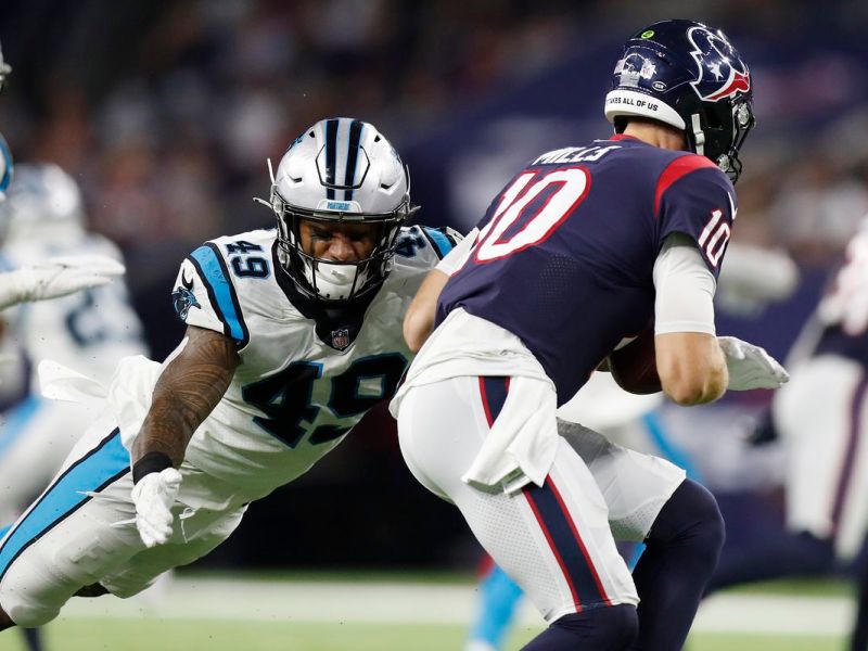 Panthers running back Christian McCaffrey suffered a strained hamstring against the Texans; the extent of his injury is yet uncertain at this stage.